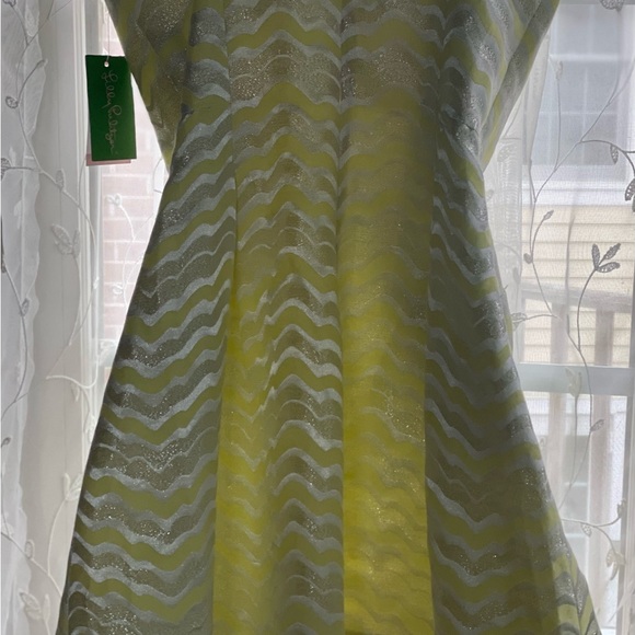 NWT LILLY PULITZER STARFRUIT YELLOW JACQUARD STRAPLESS DRESS - Picture 4 of 6